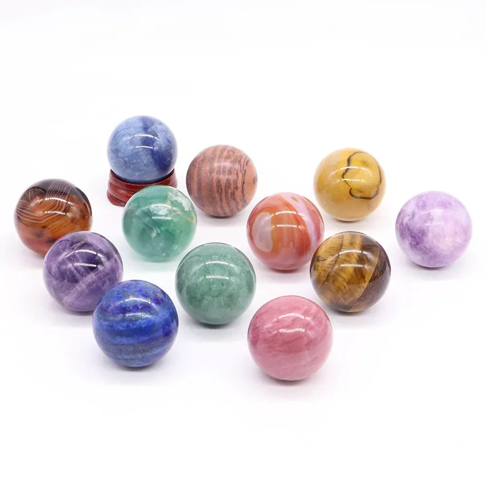 30MM Crystal Ball Natural Reiki Healing Quartz Stone Globe Energy Gemstone Fengshui Sphere Wicca Chakra Massage Home Decor Gifts