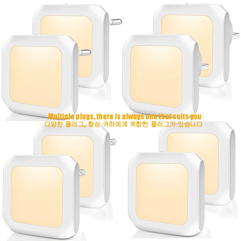LED Plug in Night Lights Light Control Sensor Lamp Dimmable Energy Saving Lamp Under Cabinet light for Kitchen Aisle WC Bedroom