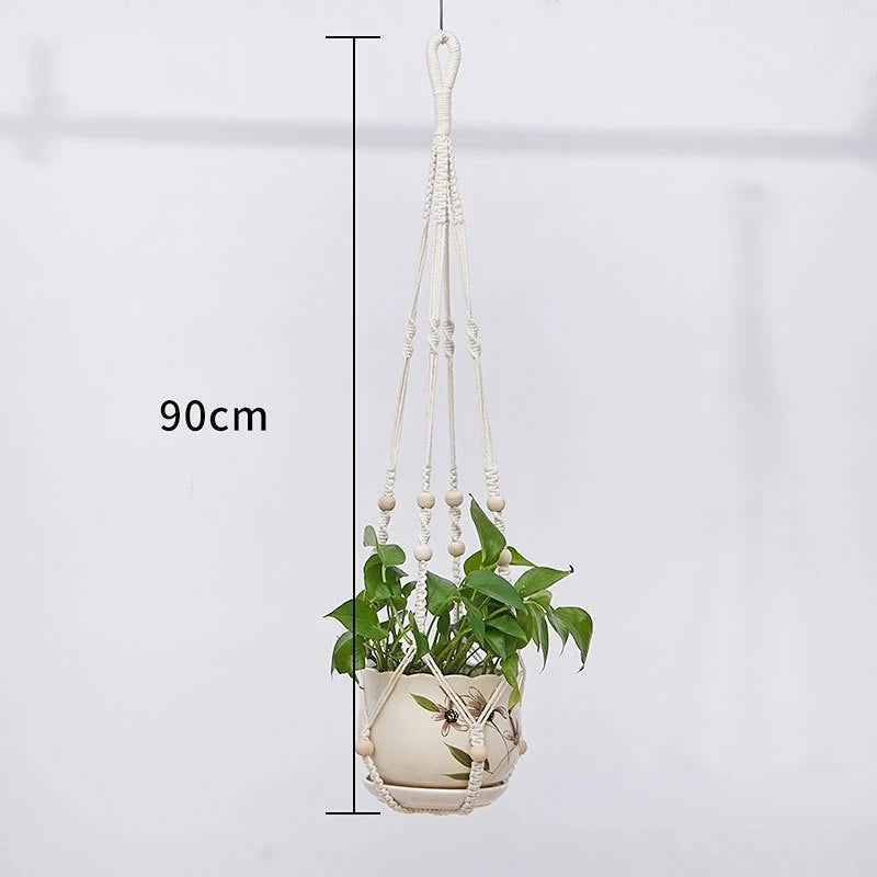 Handmade Macrame Plant Hanging Basket Garden Pots Holder Balcony Macrame Wall Hanging Decoration Knotted Lifting Rope Home Decor