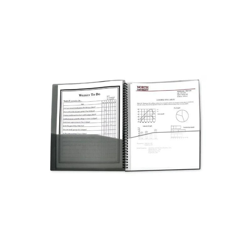 CLI33081, 8-Pocket Spiral-bound Poly Portfolio, 1 Each, Smoke,Clear