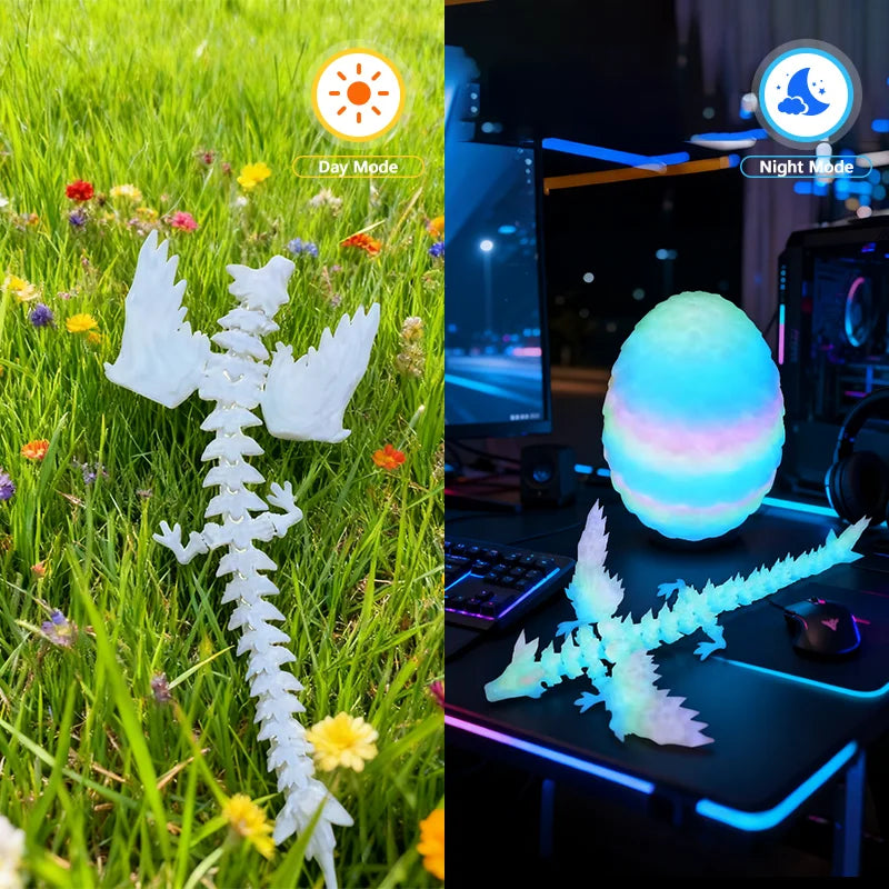 3D Printed Dragon Colorful Gem Dragon Figurines Movable Joint Rotatable Articulated Dragon Crafts Desktop Western Action Figure