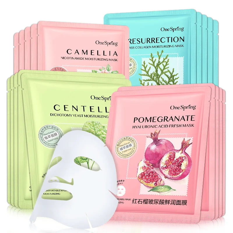 20Pcs Face Mask Sets Fresh Fruit Face Care Sheet Masks Hydrating Anti-aging Oil Control Acne Treatment Facial Mask Skin Care Set