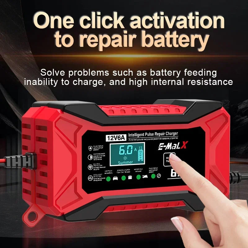 12V 6A Car Battery Charger Pulse Repair LiFePO4 14.6V