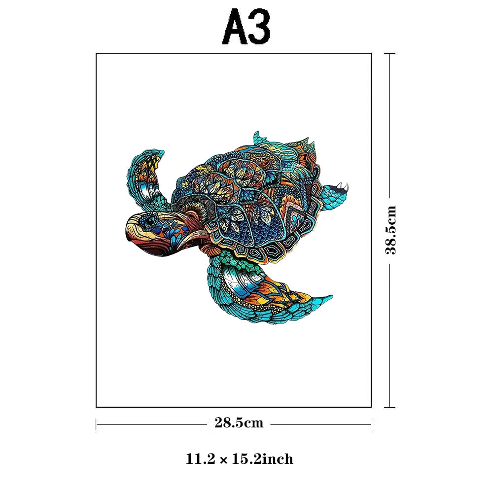 Turtle  Wooden Jigsaw Puzzles for Adults Kids,Animal Shaped Pieces Jigsaw Puzzles Toys with Package,  Christmas Gift Home Decor