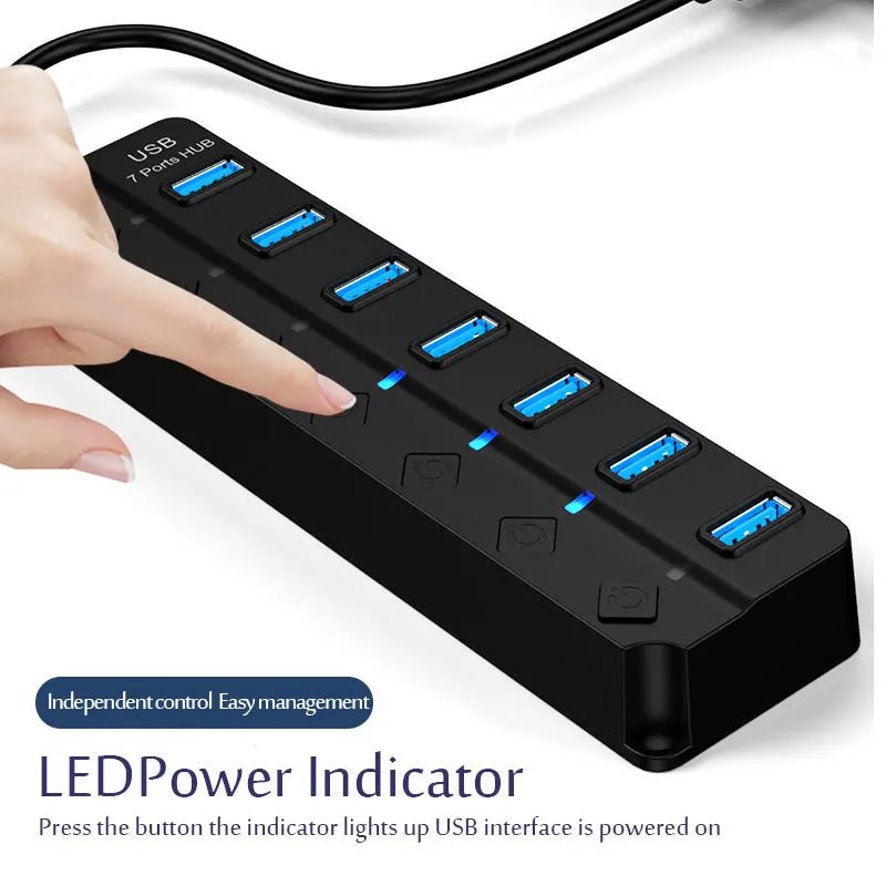 3.0 Power Adapter 4/7 Port Multi USB Splitter Hub 2.0