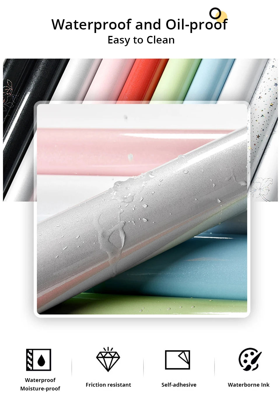 PVC DIY Waterproof Oil-proof Wall Stickers Self-Adhesive Marble Wallpaper Cabinets Countertop Bathroom Desktop Renovation Films