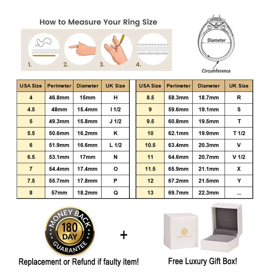 Newshe 2 Pcs GRA Certified Moissanite Princess Cut Wedding