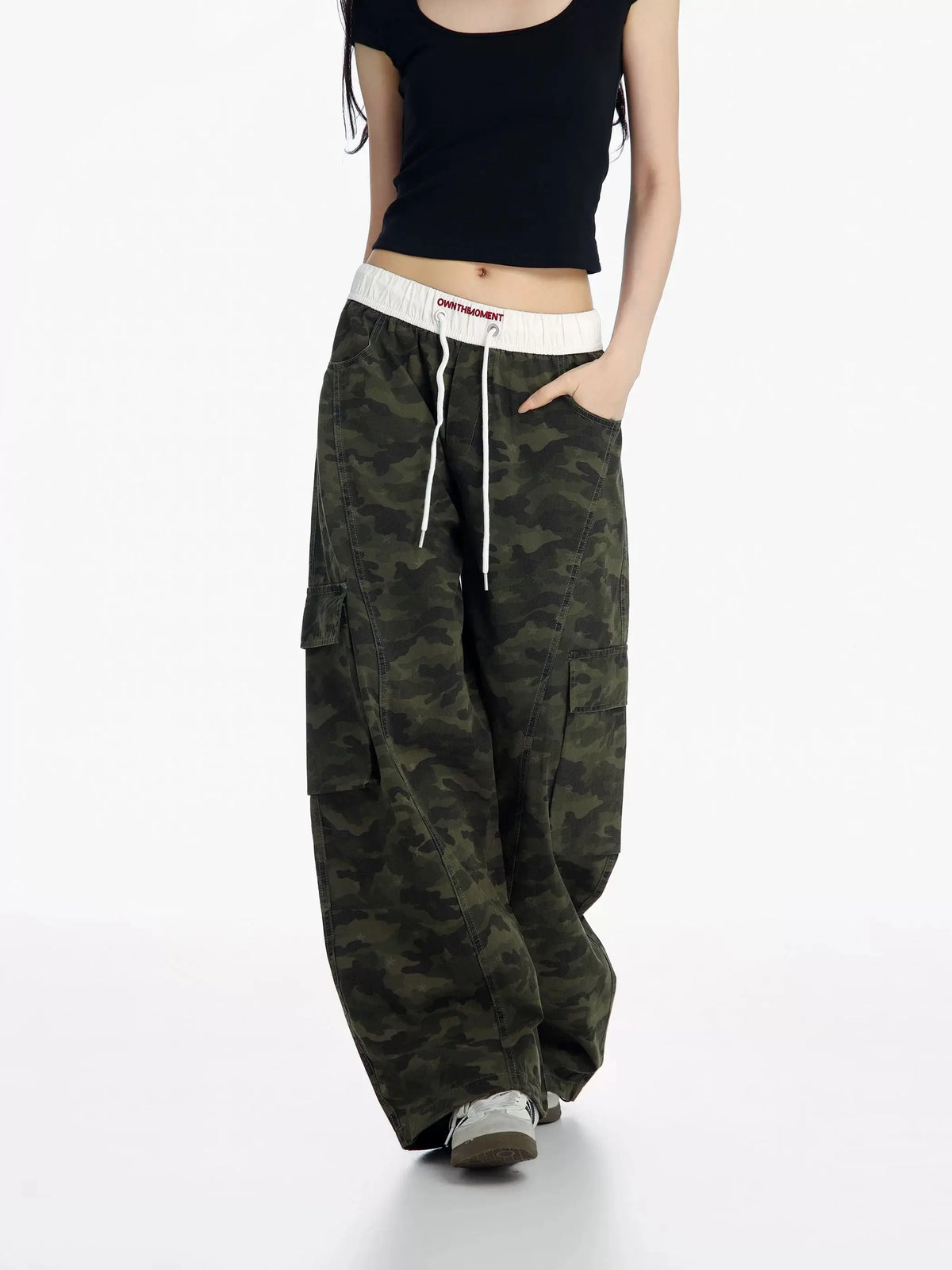 Y2K Summer Cargo Jeans Camouflage Loose Fit High Waist Slouchy