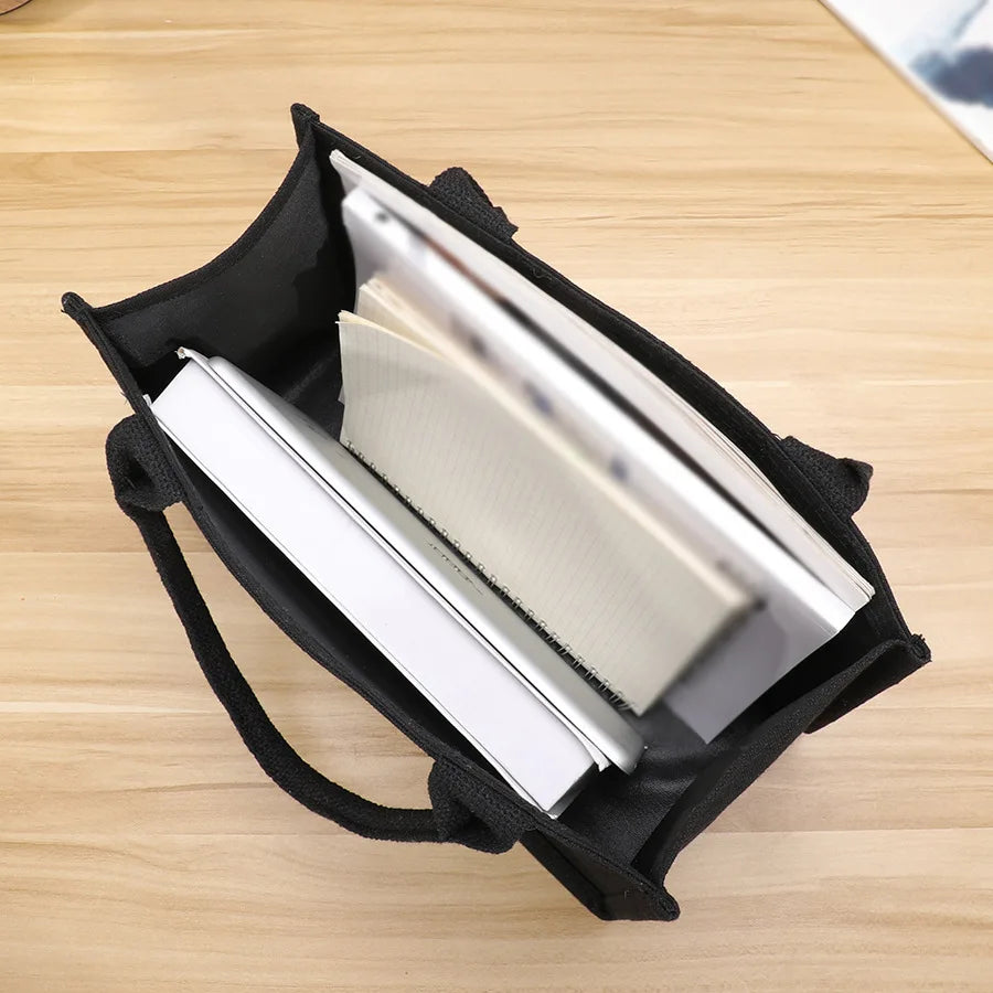 Homefish Leisure Thickened Handheld Canvas Tote Bag Black
