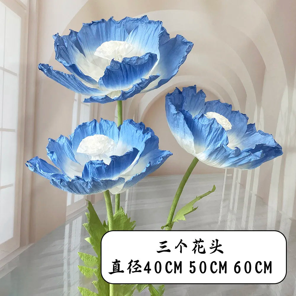 Wedding Props Artificial Giant Poppy Paper Flower Wedding Road Guide Floral Birthday Party Backdrop Decor Stage Window Display