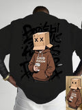 American Summer Men's Cartoon Character Letter Graffiti Print Comfortable and Breathable Round Neck T-shirt Outdoor Street Top