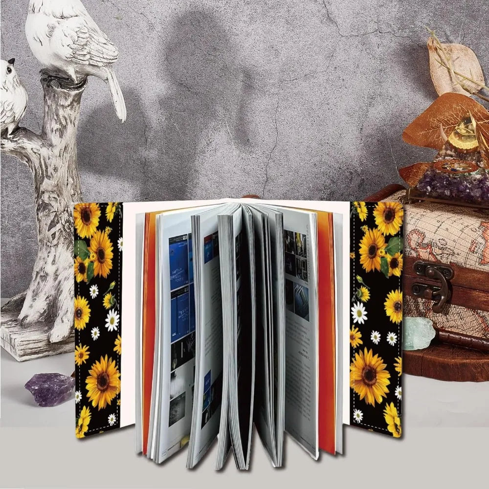 A5 Sunflower Jumbo Fabric Book Sleeve Covers Reusable Textbook Protective Book Sleeves for Hardcover 12.4x8.8Inch Books Label