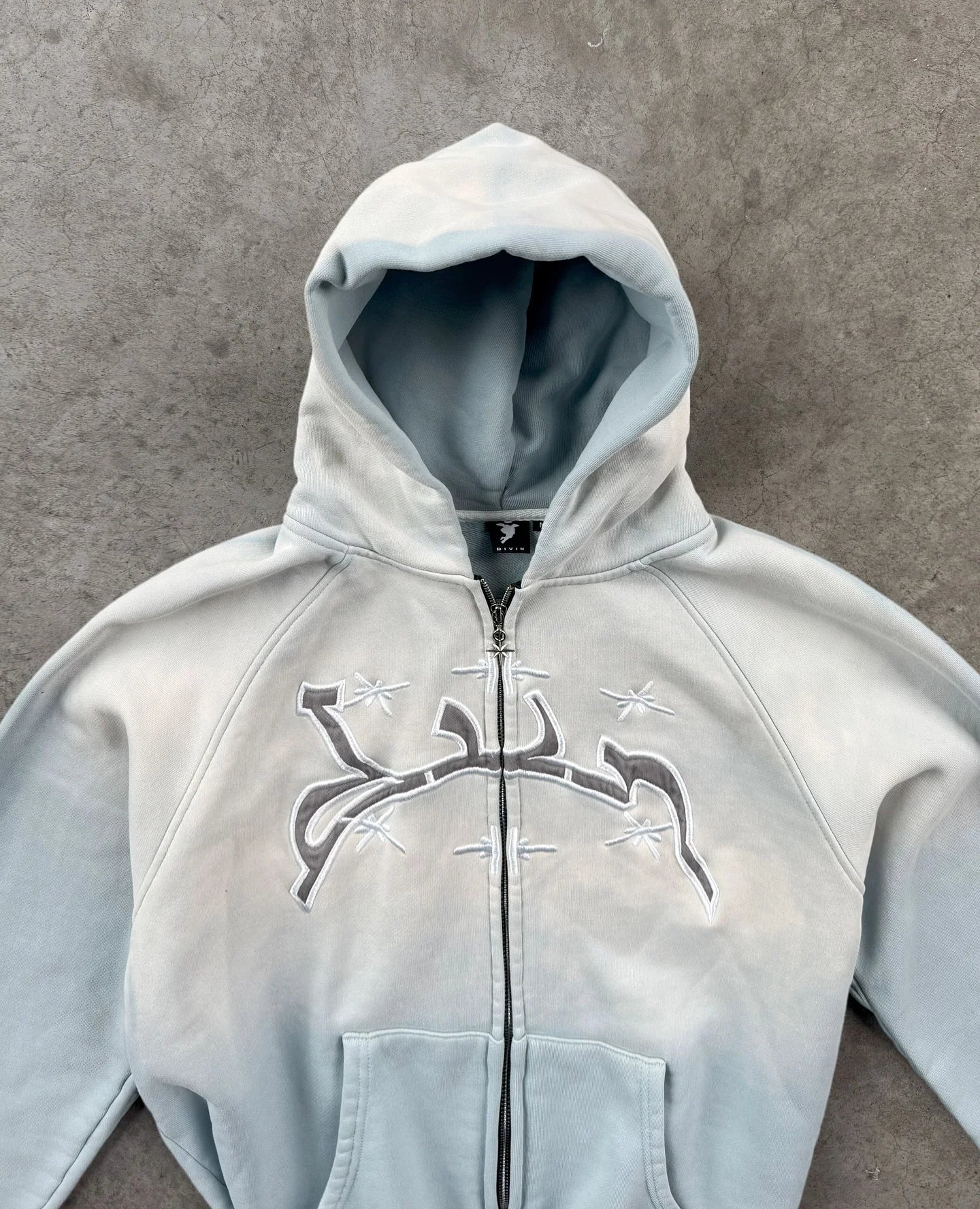 Divin Vintage Fashion Embroidery Zip Up Hoodies Y2k New Harajuku Hip Hop Coat Loose Hooded Sweatshirt Men And Women Streetwear
