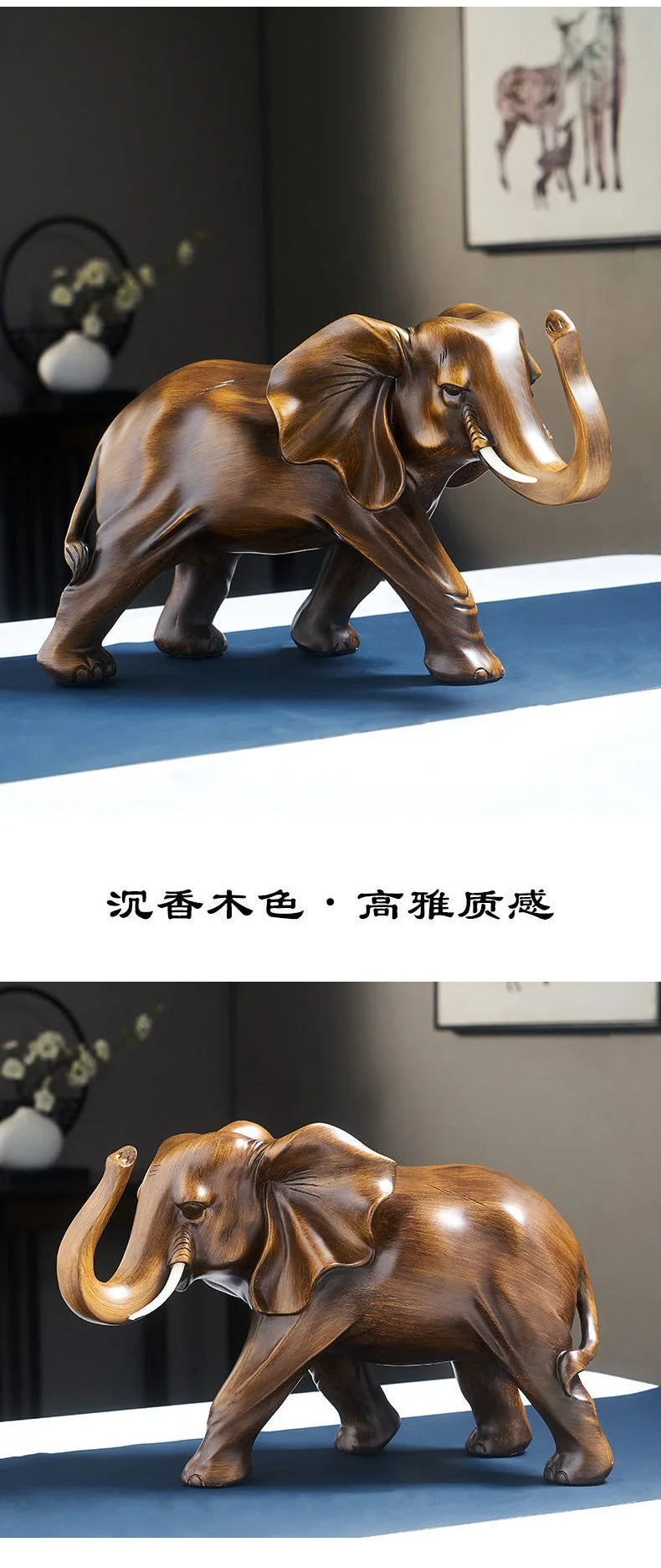 Resin Elephant Ornaments, Handmade Crafts, Home Decoration, Living Room and Office, Animal Statue, High Quality Gift, New