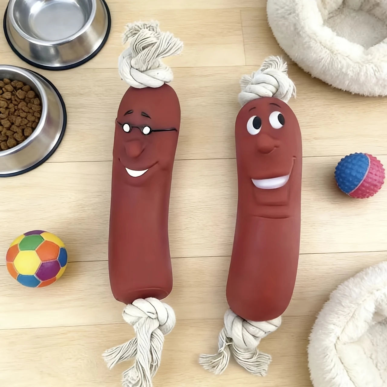 Dog Sausage Chew Toy - Bite-Resistant And Not Easy to Break, Interactive Training Teething Toy, Preferred Material, Dog Chew Toy