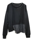 [EAM] Black Topstitched Irregular Sweatshirt New Round Neck Long Sleeve Women Big Size Fashion Tide Spring Autumn 2026 1DJ3297