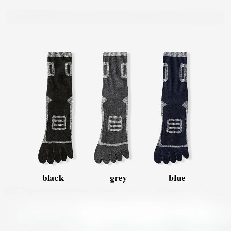 3 Pairs Fleece Toe Socks Men Autumn Winter Warm Five Finger Socks Man High Quality Cotton Sports Crew Socks Running