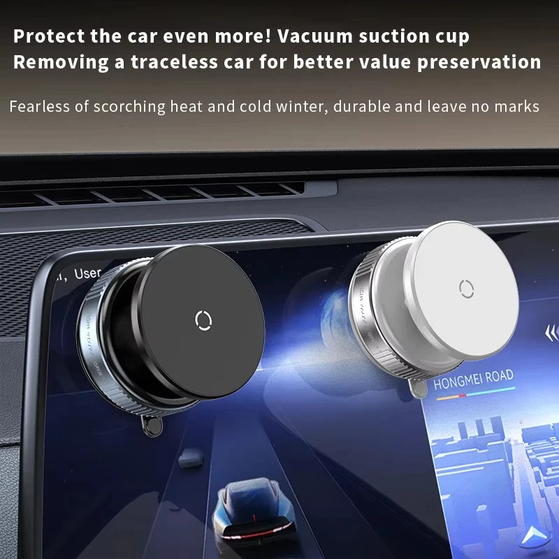 Universal Car Phone Holder Vacuum Suction Cup Strong Magnetic Adsorption 360°Phone Bracket For Gym Kitchen Car Navigation Stand