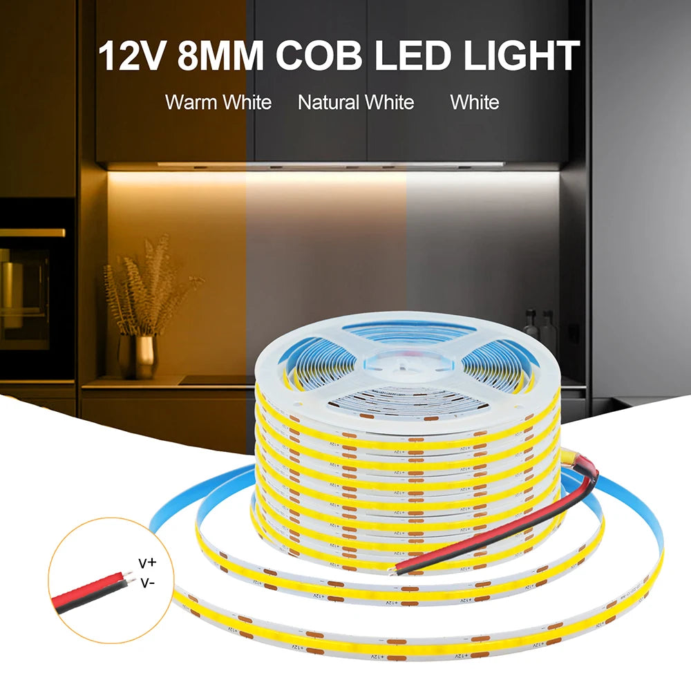 3mm 5mm 8mm PCB COB LED Strip Light 5V