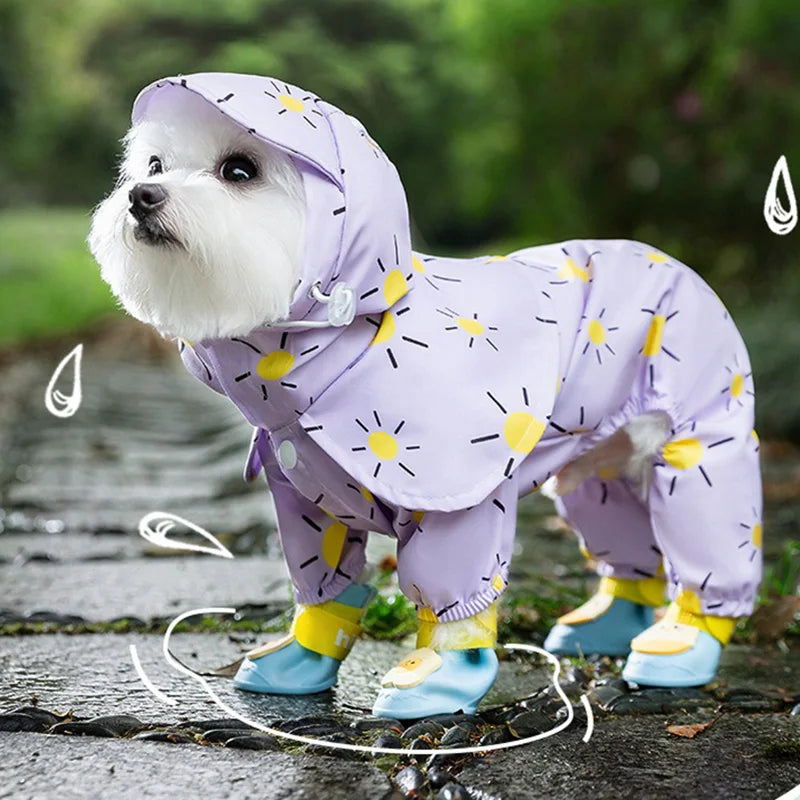 Waterproof Pet Hooded Rain Poncho Pet Puppy Dog Raincoat Colourful Sun Poncho Model Outdoor Walking Dog Rainy Shenqi