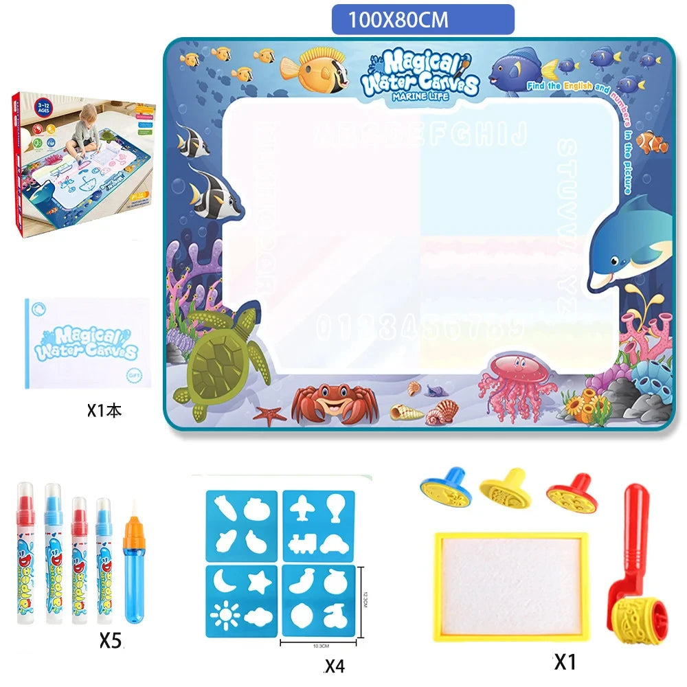 100x80CM Magic Water Drawing Mat with Reusable Magic Pens
