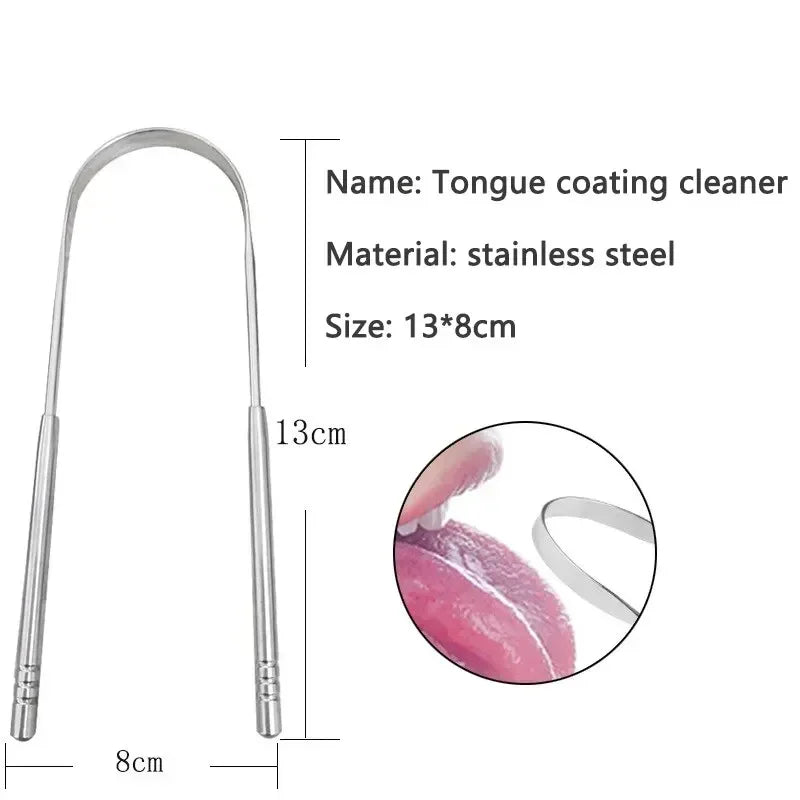 4 Colors Stainless Steel Tongue Scraper U-shaped Metal Fresh