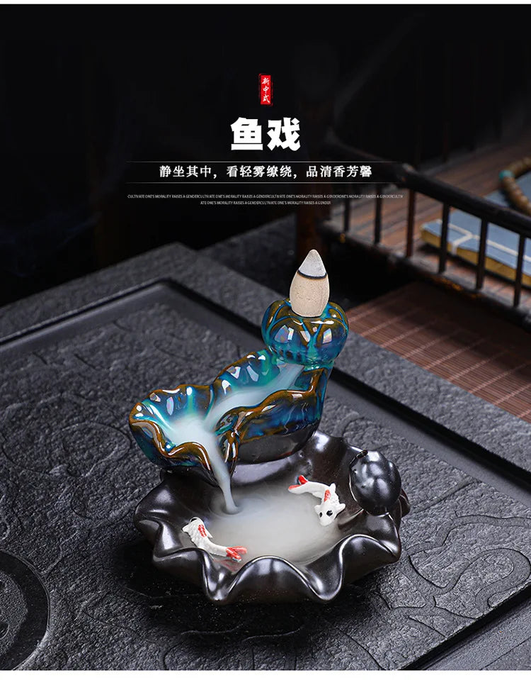 Creative Home Decor Backflow Stick Incense Burner Ceramic Censer Home Decoration Use In Home Teahouse Zen Yoga Decor Ornament