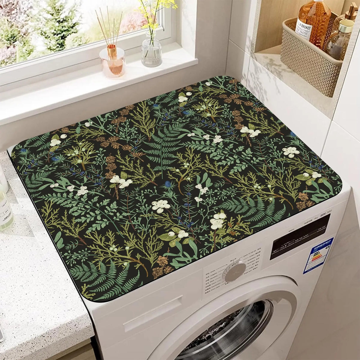 VIKAMA Colorful Mexican Boho Washer and Dryer Washing Machine Dust Cover Pad Anti-slip Absorbent Protector Mat Home Decoration