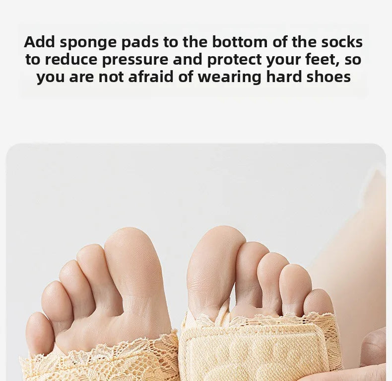 Summer Thin Lace Invisible Socks Split Toe Forefoot Socks for Women High Heel Slippers Shoes Breathable Lace Socks for Halloween