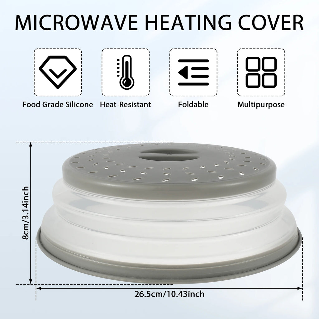 Microwave Splatter Cover 10.5inch Collapsible with Handle Multi Functional Microwave Plate Cover BPA Free Dishwasher-Safe
