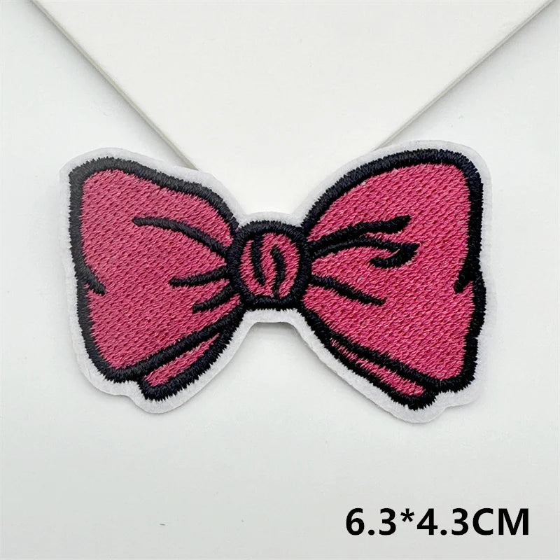 Cartoon Embroidery Sticker Decorative Ironing Sticker Sewing DIY Pink Bowknot Clothing Shoes Hat Bag Patch