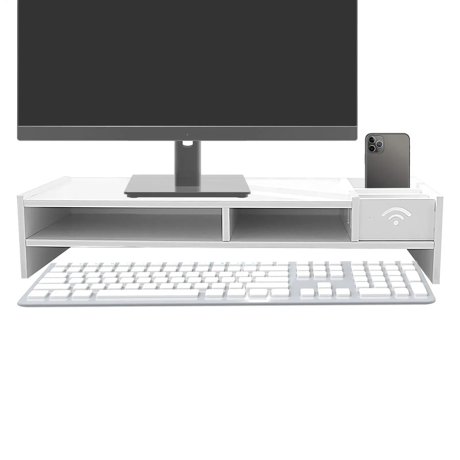 3-Tier Desk Organizer Shelf Desk Riser Height Adjustable Computer Stand Desk Shelf Riser Computer Shelf Storage Rack Stand Riser