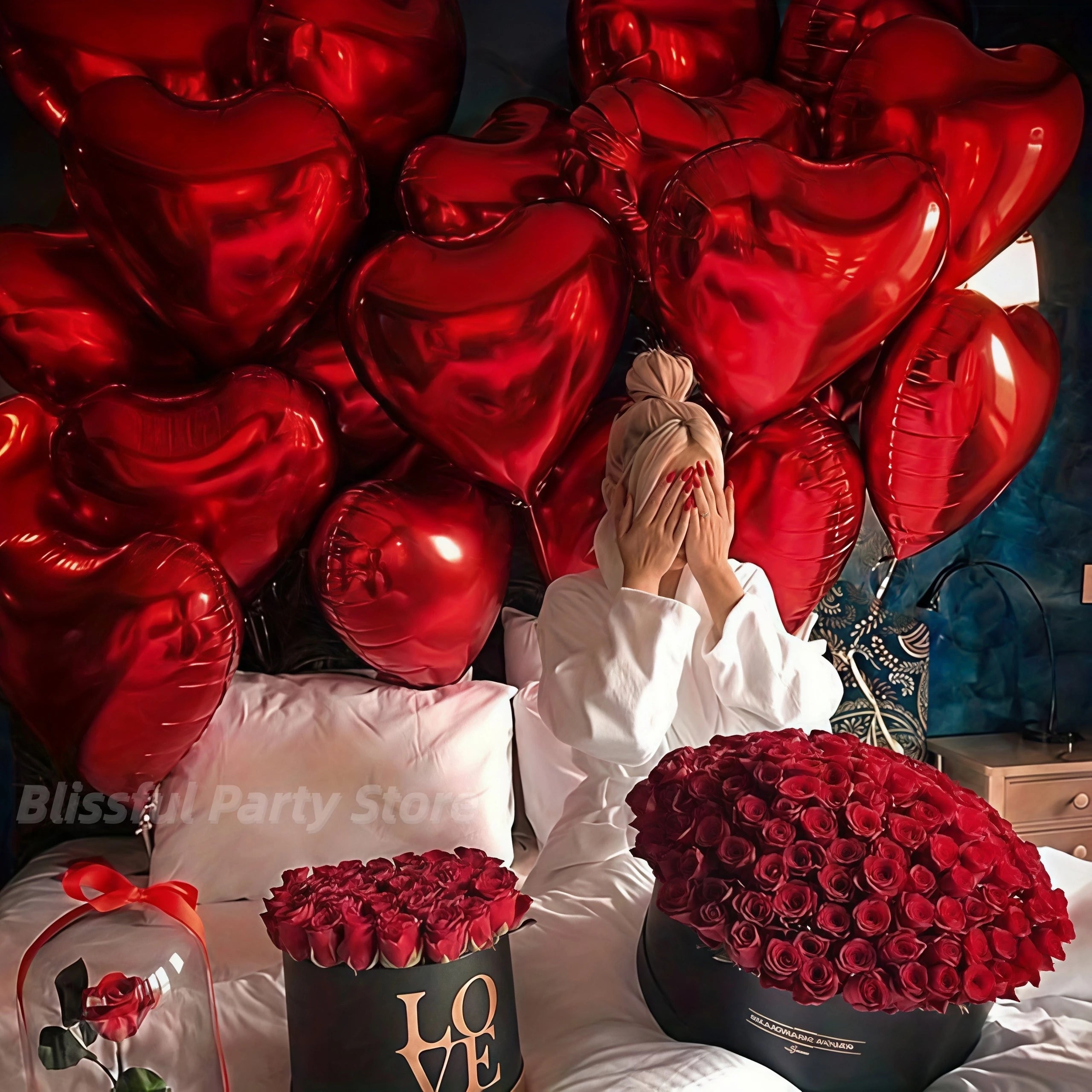 50pcs 5/10/18inch Foil Red Heart Balloons Valentine's Day Romantic Atmosphere Scene Decor Birthday Anniversary Background Globos