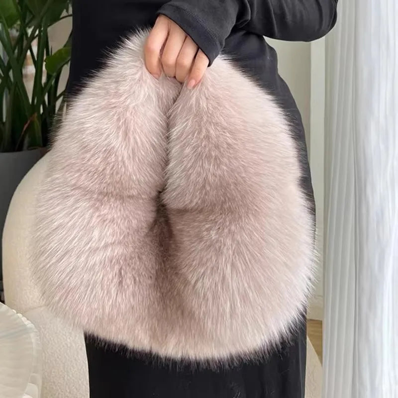 Fashion Soft Plush Half Moon Bags for Women Designer