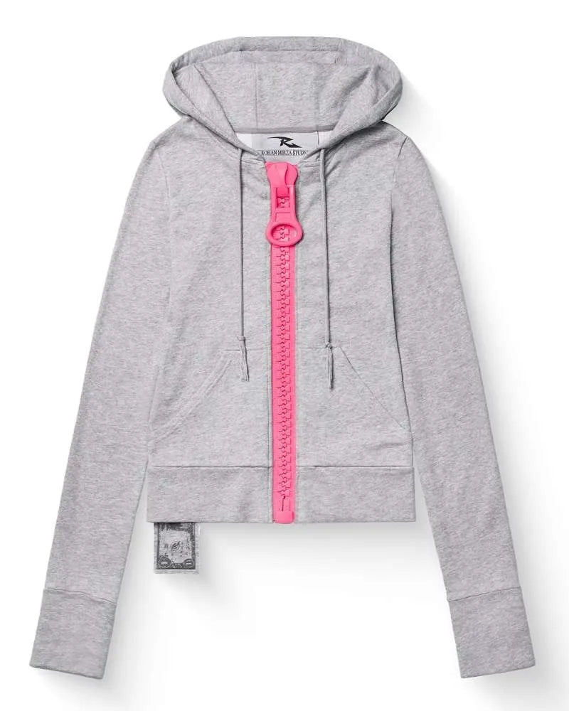 American fashion trend solid color oversized hoodie women's Y2K street Harajuku loose oversized zipper multi pocket hoodie