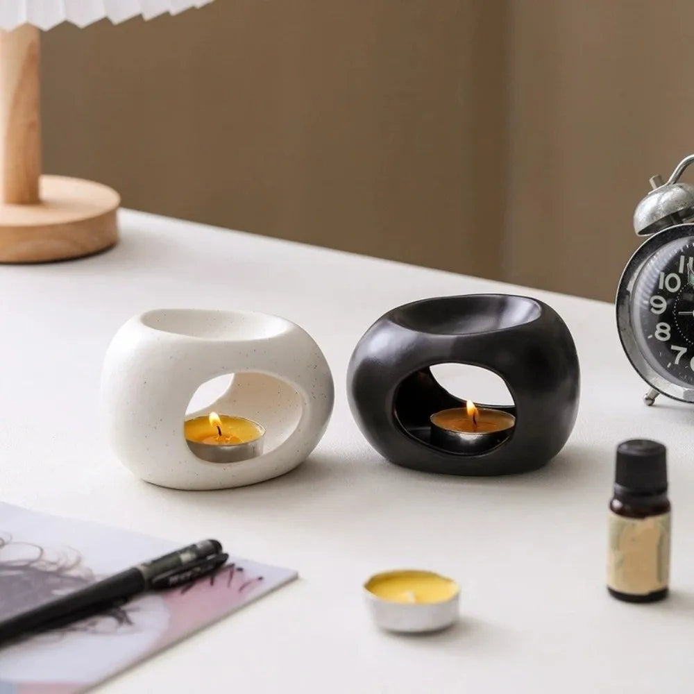 Ceramic Essential Oil Burner Minimalist Modern Aromatherapy Burner Decorative Candle Heating Holder Bedroom
