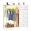 JHK 6 Drawer Fabric Dresser with Hanging Rack for Living Room
