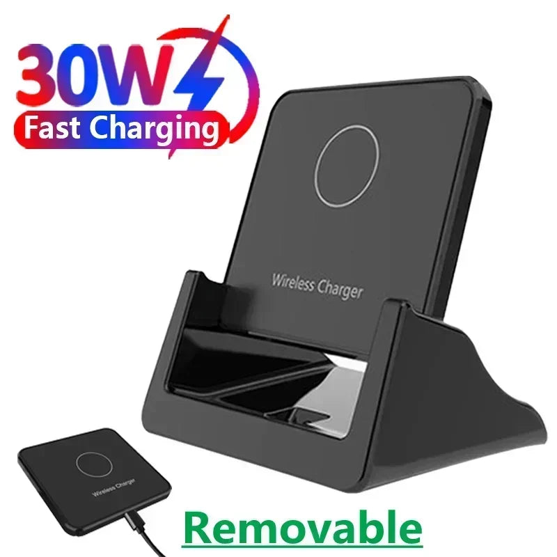 15W Wireless Charger Pad Stand Desktop Ultra-thin Mobile Phone Fast Charging Dock Station For iPhone 15 14 13 12 Samsung Xiaomi