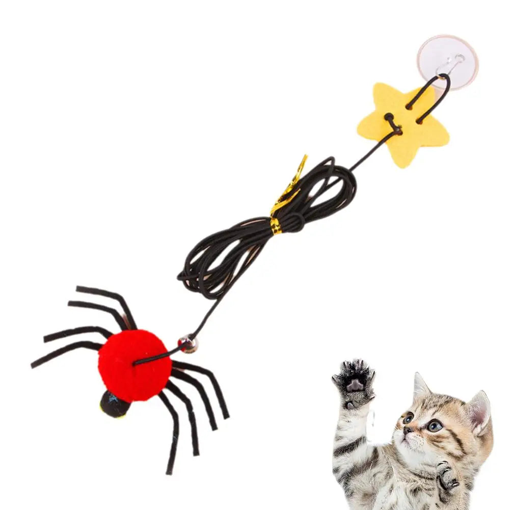 Cat Pet Toy Hanging Door To Relieve Depression Swinging Hanging Elastic Rope Feather Playing Stick Bell Spider for Pet Supplies