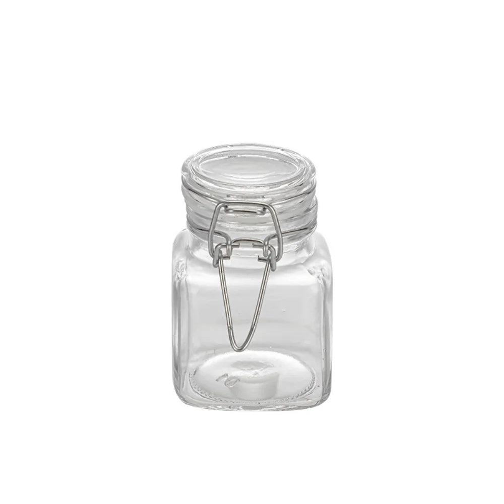 Buckle Glass Jar Transparent Airtight Glass Jar Wide Mouth Container Stylish Sealed Storage Jar For Spice Organization Coffee