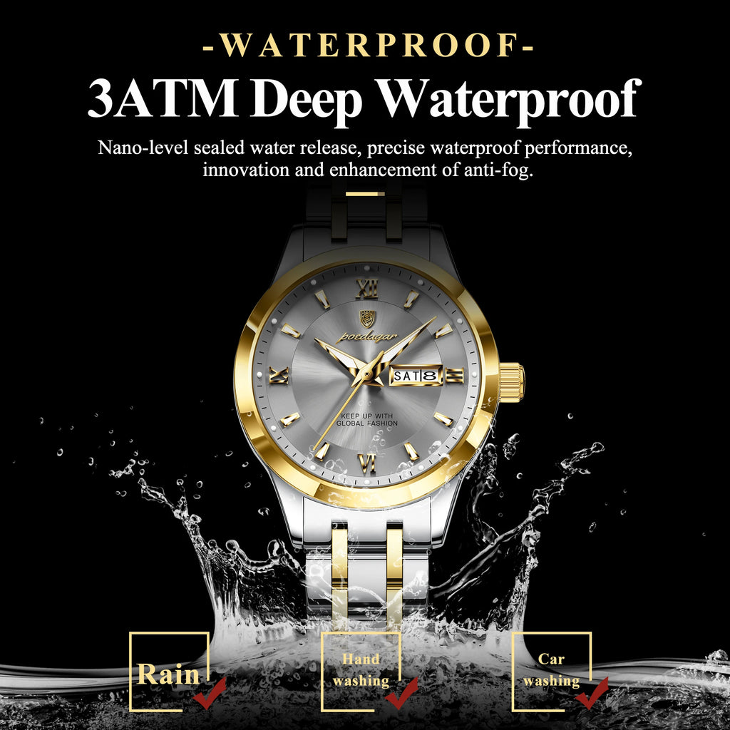 POEDAGAR Luxury Fashion Woman Watch Luminous Waterproof Stainless Steel