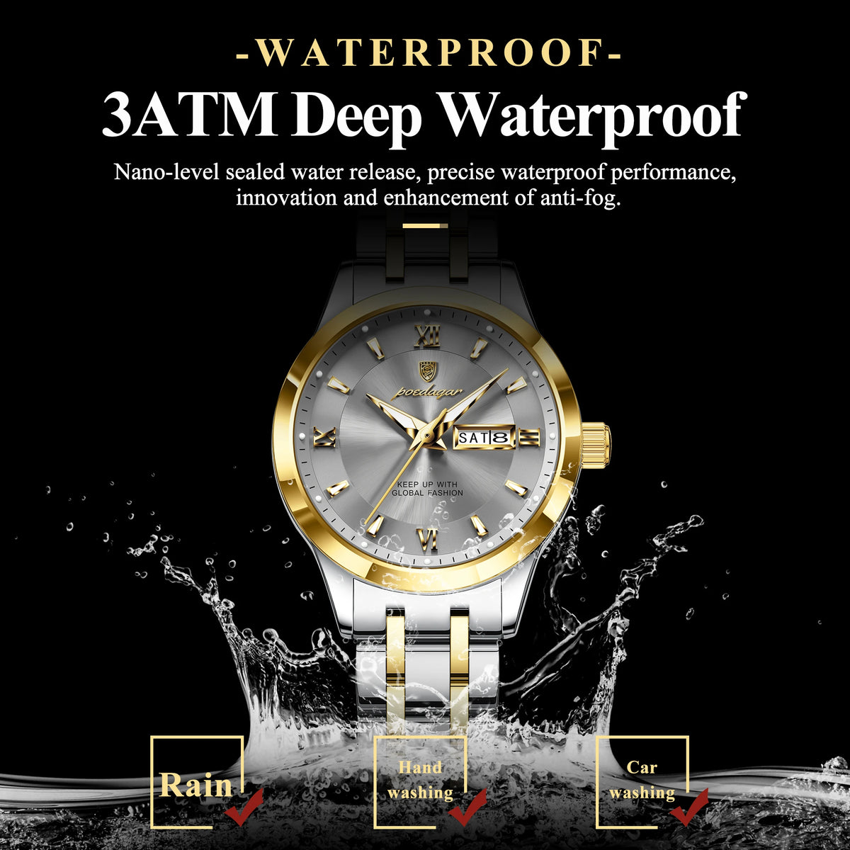 POEDAGAR Luxury Fashion Woman Watch Luminous Waterproof Stainless Steel