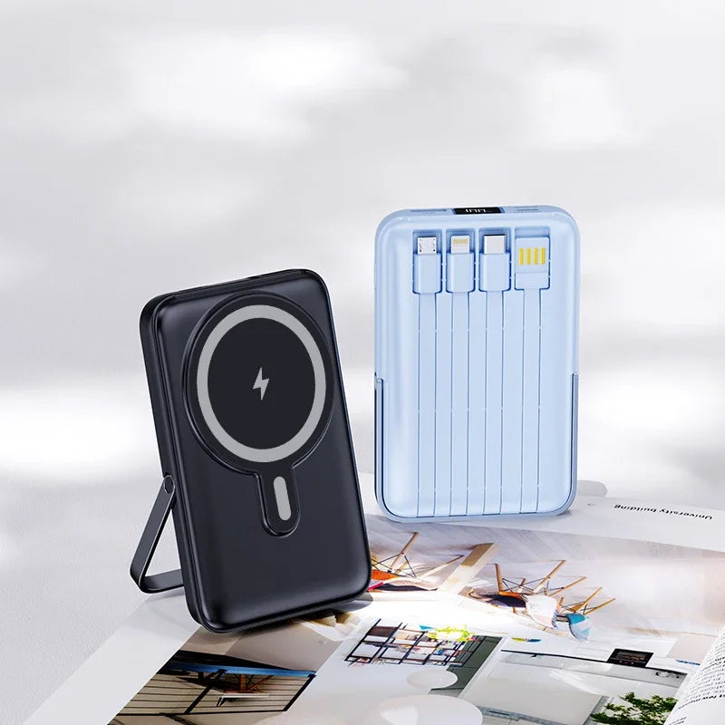PD 22.5W Fast Charging Power Bank 20000mAh Magnetic Wireless Charger for iPhone 15 14 Samsung Xiaomi Powerbank Built USB C Cable
