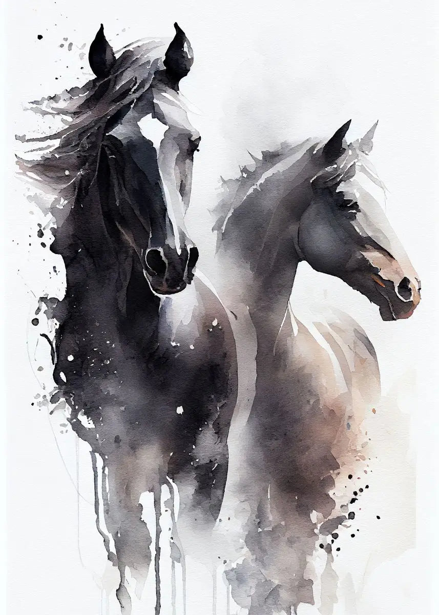 Handsome Horse Watercolor Painting Canvas Poster Animals Wall Art Pictures for Living Room Bedroom Playroom Modern Home Decor