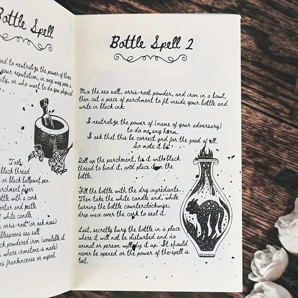 [Vintage | Witch] Vintage 1pc Old Witch Spells Book, Intricate Black & Golden Design with Butterfly Motif | Ideal for Birthday