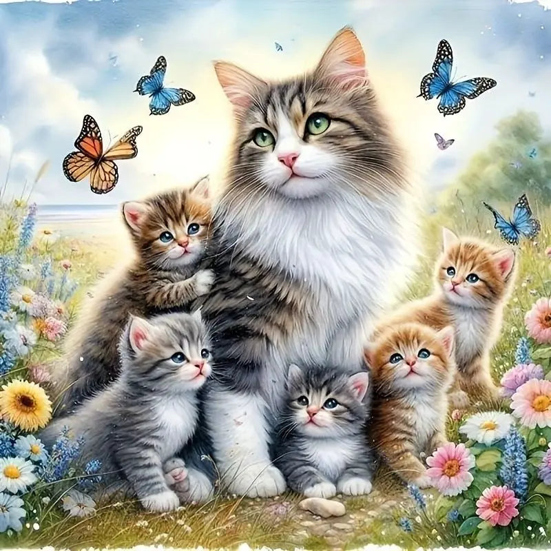 SDOYUNO Diy Diamond Painting Animal Cat Flowers Full Rhinestone Embroidery Cross stitch Butterfly Mosaic Picture Wall
