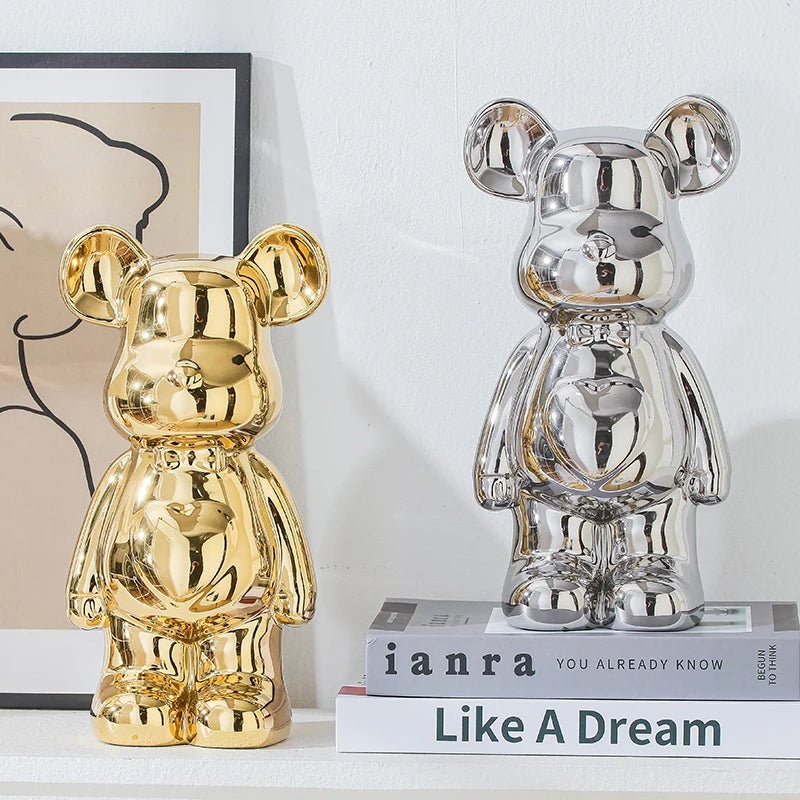 17/27/cm Aesthetic Bear brick Ceramic Staute Teddy Bear decor action figure Sculptures Ornament for room Home Decoration Crafts