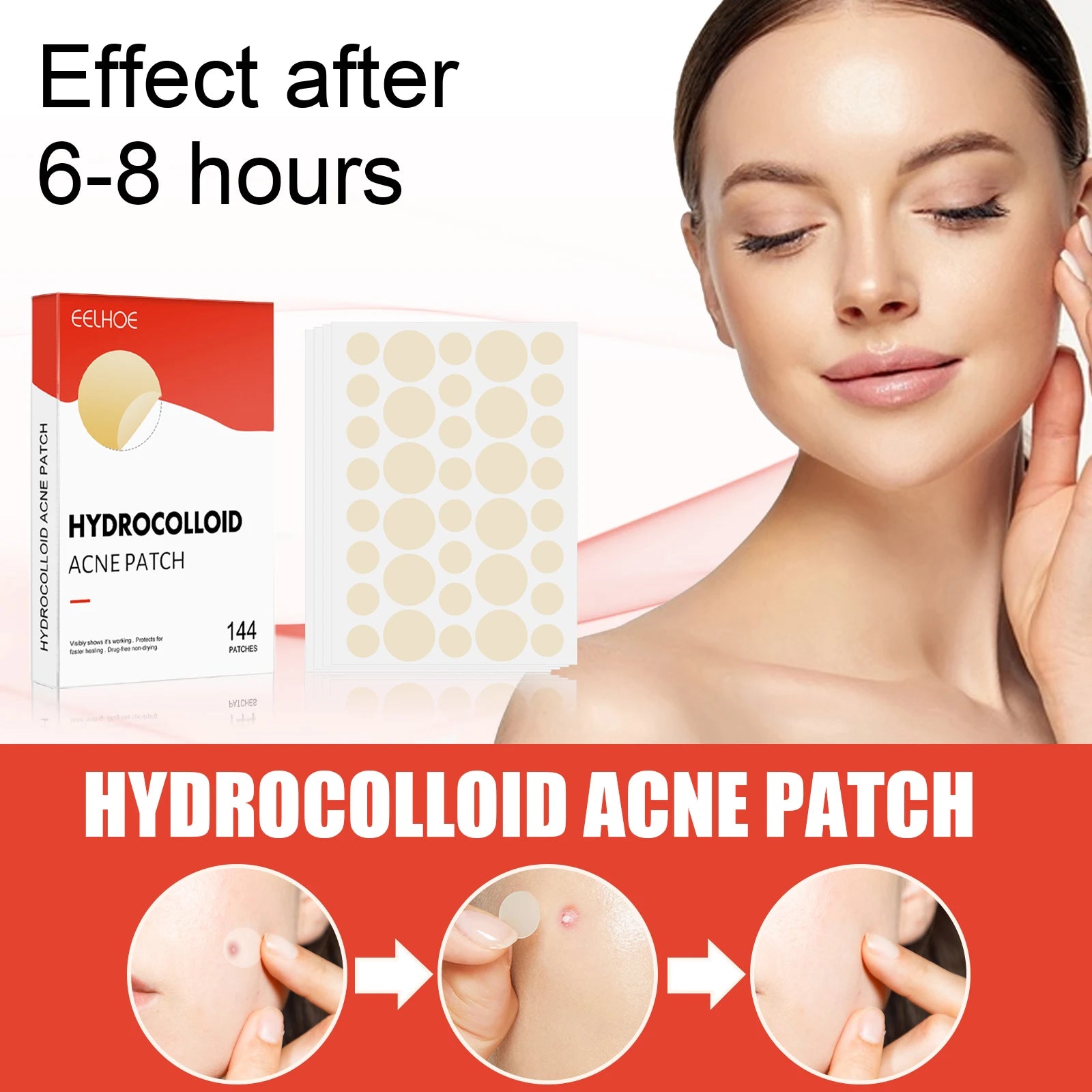 Hydrocolloid Acne Patches - 144 Count Invisible Blemish Patch, Ultra-Thin Skin Care Stickers for Gentle Blemish Care
