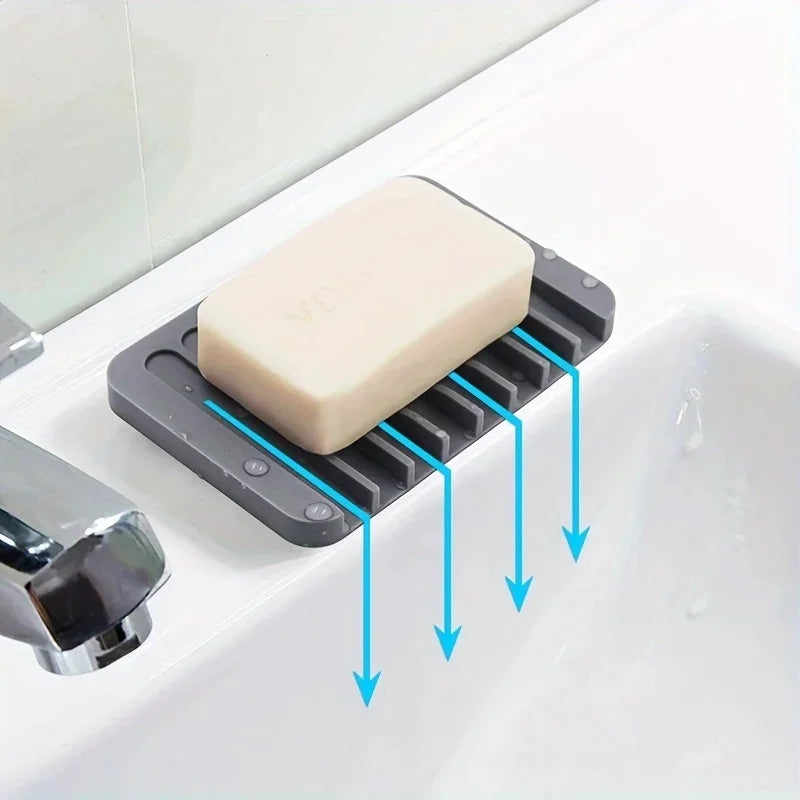 Free Punch Soap Box Silicone Draining Soap Holder Creative