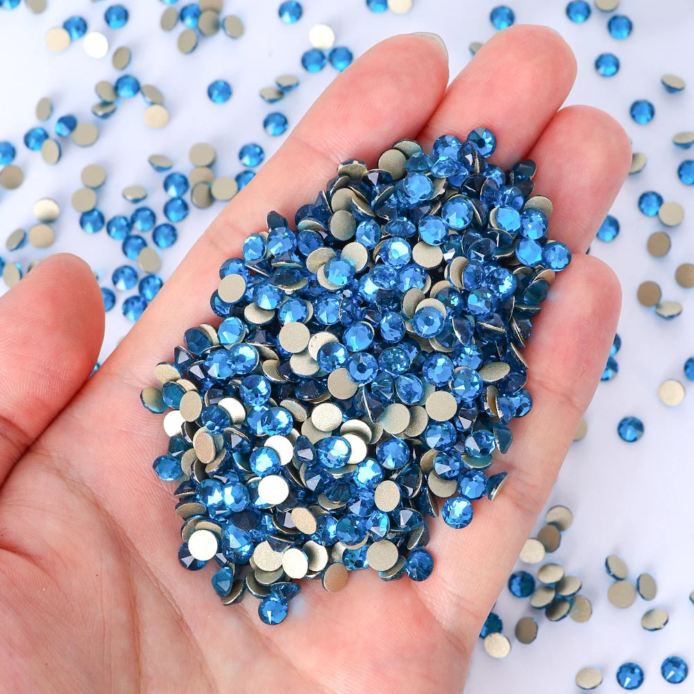SS10-SS30 2088 Blue 8 Big 8 Small Non Hotfix Diy Strass Crystal Rhinestones Stick On Nail Art Decorations DIY Needlework Clothes